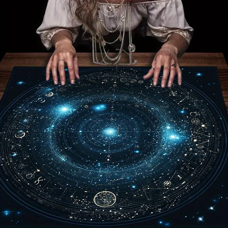 Mystical Star Chart Tarot Tablecloth Witchcraft Altar Cloth Blue Galaxy Astrological Rune Plate Oracle Card Mat Divination Cloth