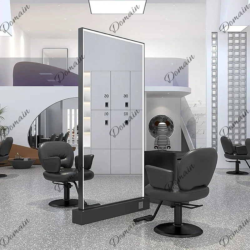 BJ Trendy Stainless Steel Floor Standing Salon Mirror Double Side For Hair Salon Barber Shop Beauty