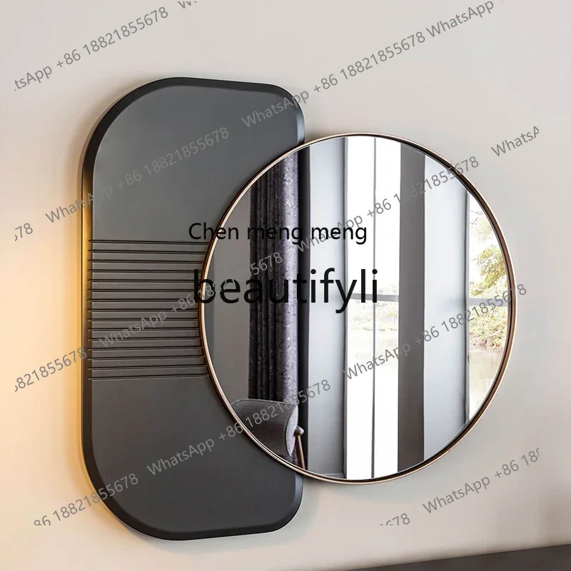 Italian light luxury decorative mirror modern simple foyer entrance mirror, wall-mounted makeup mirror creative2936