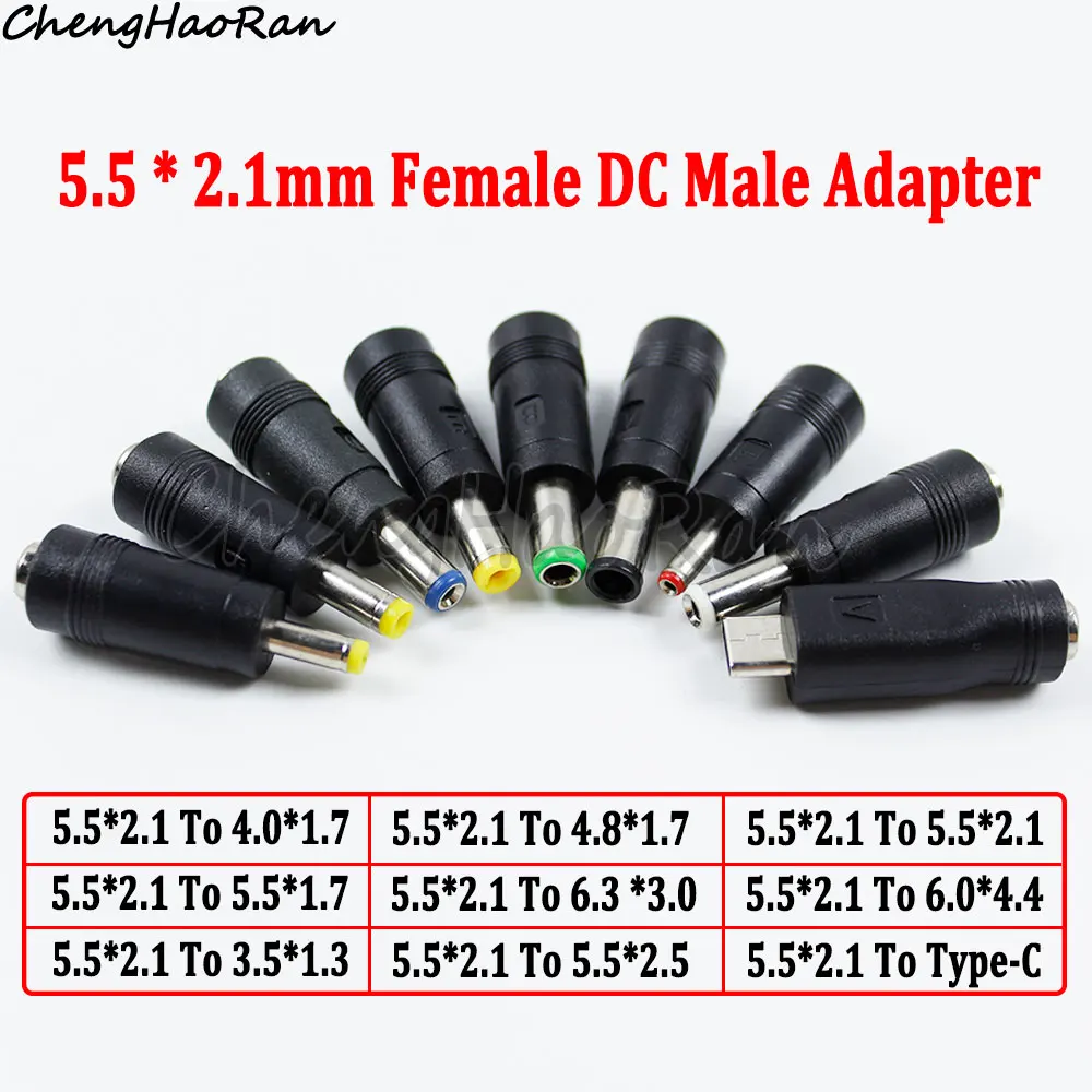 DC Power Female to Male Adapter 6.0x4.4mm 6.3x3.0mm 5.5x2.5mm 5.5x2.1mm .5x1.7mm 4.0x1.7mm 3.5x1.35mm Jack Socket Connector