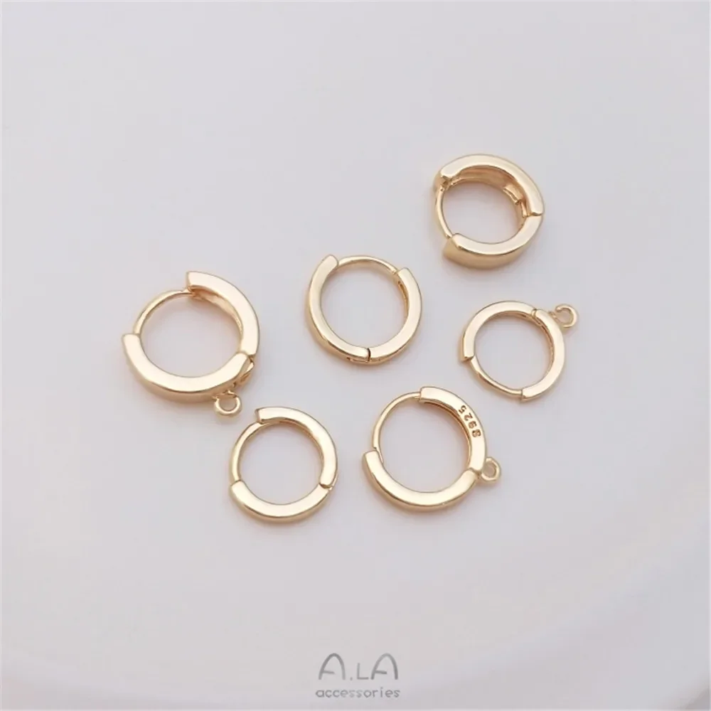 14K gold color retaining flat earring circle with hanging ear buckle handmade DIY earrings hand-made earring accessories