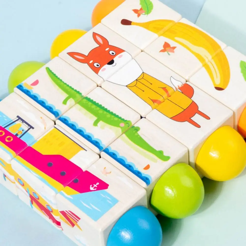 

3D деревянная вращающаяся головоломка для раннего образования, деревянная головоломка, цветная головоломка с животными, строительный блок, игрушки для детей