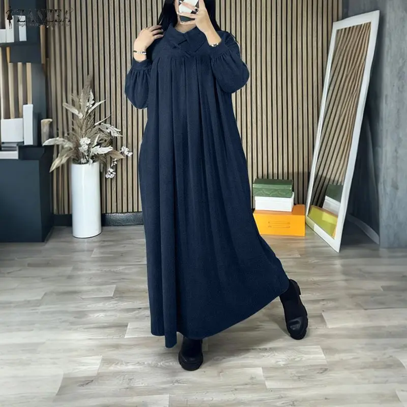 

2026 ZANZEA Fashion Women Long Shirt Dresses Long Sleeve Solid Party Vestidos Autumn Spring Casual Elegant Streetwear Robe Femme