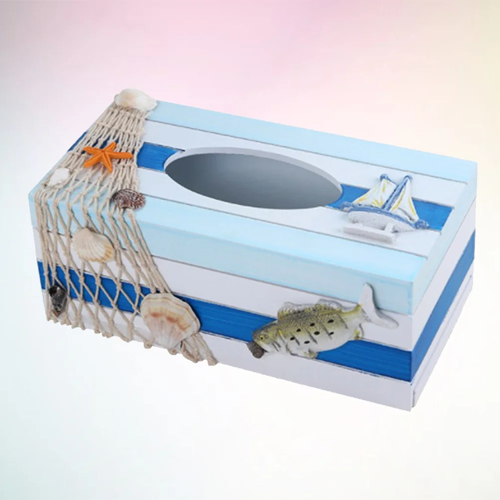 

1pc Wooden Tissue Box Mediterranean Style Storage Organizer For Home Office Hotel Desktop Use Tissue Holder Case Container