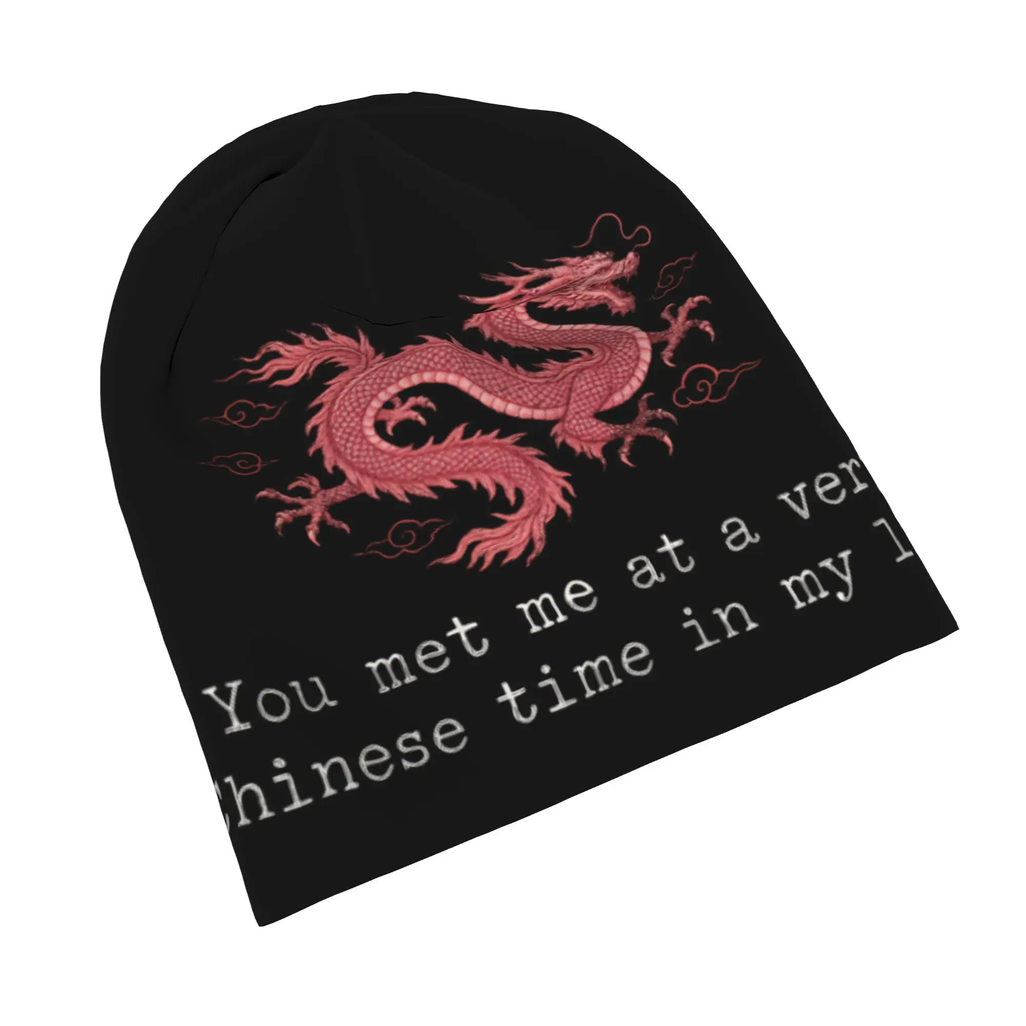 You Met Me At A Very Chinese Time In My Life Caps Red  Unisex Outdoor Skullies Beanies Hats Summer Warm Head Wrap Bonnet Hat