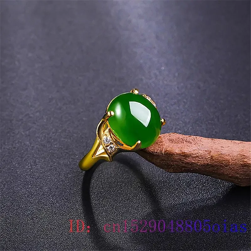 Anillo de Jade verde para hombre y mujer, Natural de cristal amuleto, joyería de Calcedonia de circonita a la moda, abalorio de plata 925, piedras preciosas