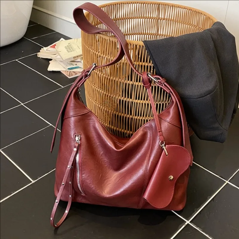 

2025 винтажная высококачественная большая вместительная сумка для женщин, мягкая дизайнерская роскошная сумка на плечо, стильная сумка через плечо для поездок на работу