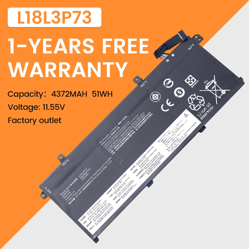 

New L18M3P73 L18L3P73 L18C3P72 L18M3P72 Laptop Battery For Lenovo ThinkPad T490 T495 P43s 02DL007 SB10T83122 5B10W13877