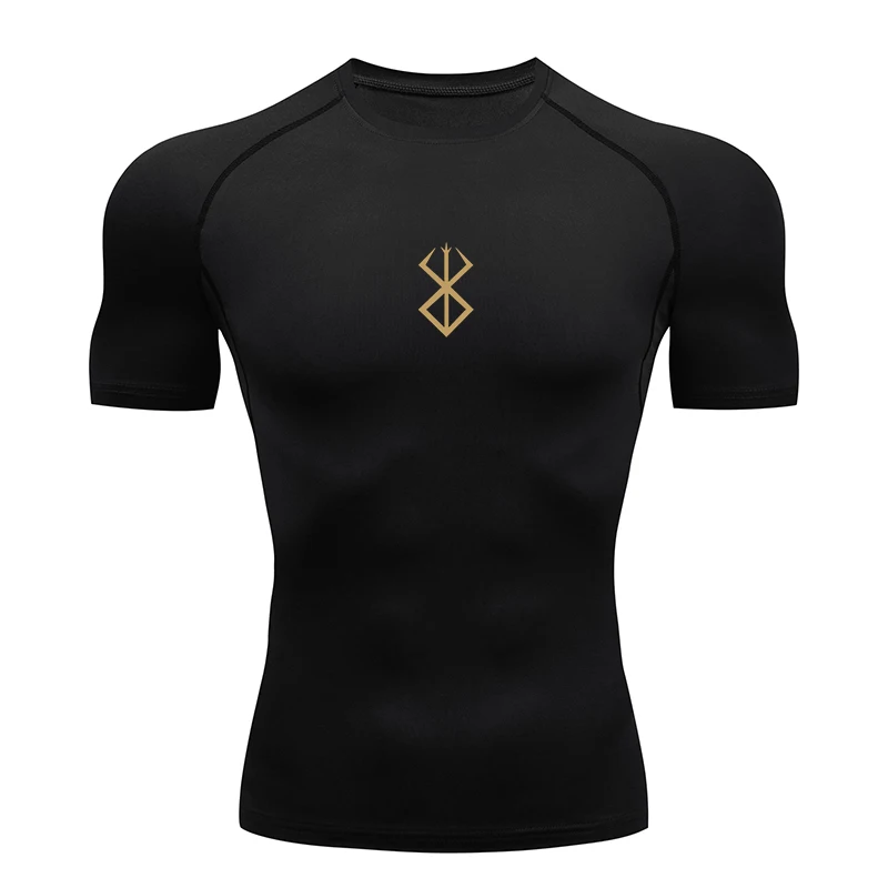 Men's Bodybuilding Short Sleeve Compression Shirt Man Breathable Compression Shirt Quick Dry Workout Muscle Tight Shirts for Men