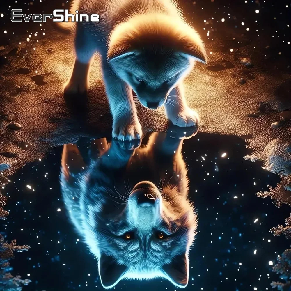 EverShine Tam Kare Yuvarlak Elmas Nakış Kurt Hayvan Yeni Varış DIY Zanaat Kiti Elmas Boyama Köpek Mozaik Çocuk Hobi