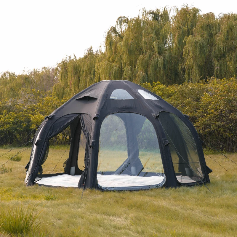 Dome Air Tent-Black Outdoor Camping Dome Tent Camping Canopy Tent Classic Family Geodesic Dome House Inflatable Tent