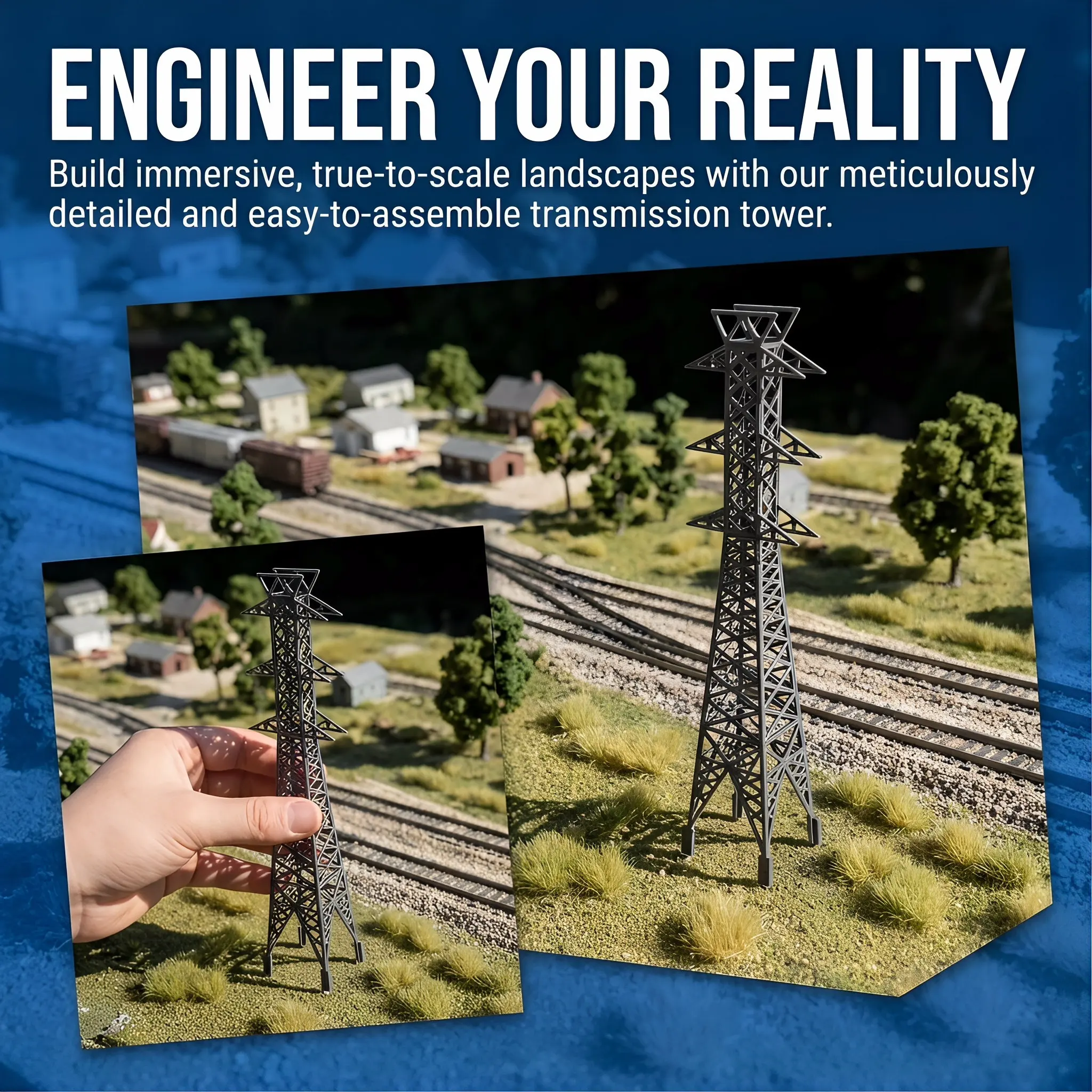 Miniature Electric Transmission Tower 115 Scale Sand Tray Architectural Accessories DIY Train Track Scene Micro Landscape Grey
