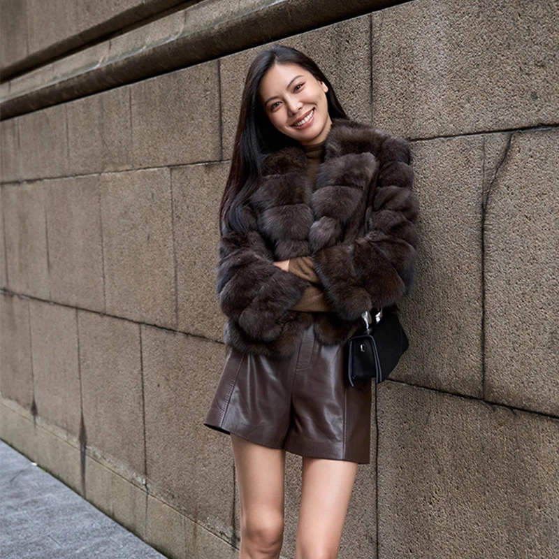 เสื้อโค้ทขนสัตว์เซเบิลรัสเซียนำเข้าฤดูหนาว แบรนด์ Ftangaiur ปกพับได้ สำหรับผู้หญิง รับสั่งตัดตามแบบ ขนสัตว์เซเบิลแท้ธรรมชาติ