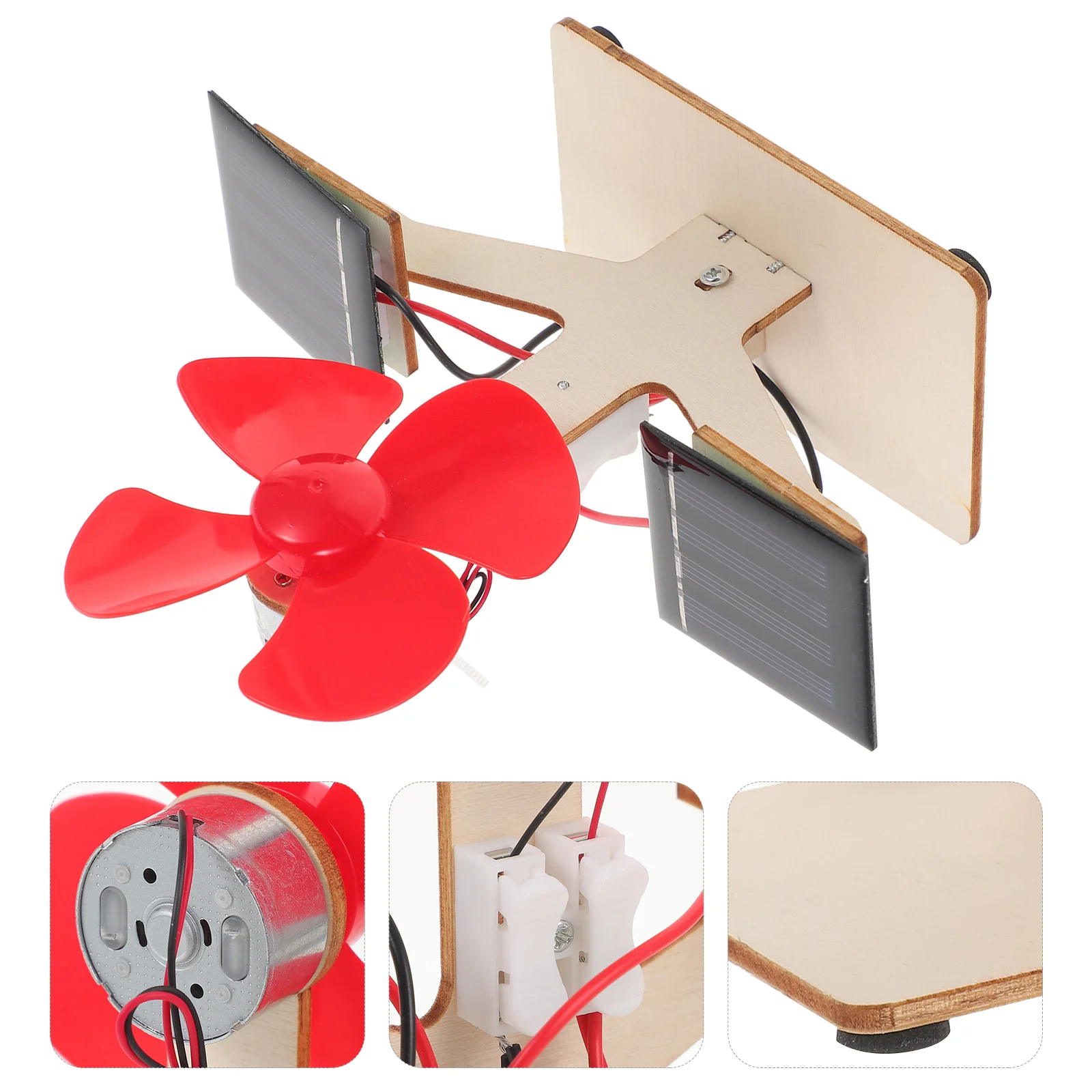 

1 Set of DIY Solar Power Fan Model Wooden Assembly Educational Toy for Kids