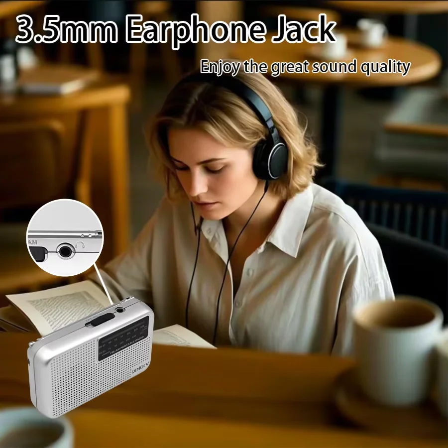 Portable AM/FM Emergency Radio Battery Powered Telescopic Antenna Headphone Jack for Indoor Outdoor Camping Survival Home Use image 3