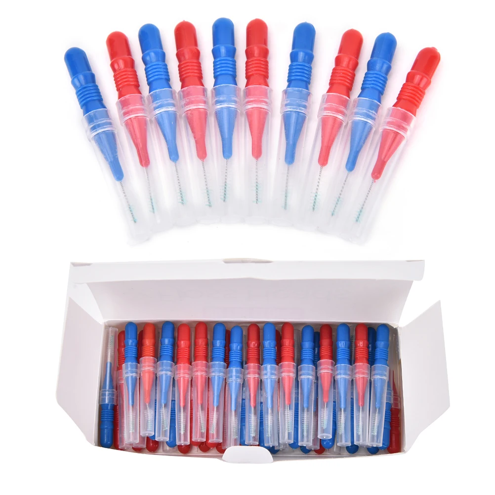 50X Hot Selling Protable Practical Individual Clean Tooth Floss Head Hygiene Dental Plastic Interdental Brush Travel Toothpick