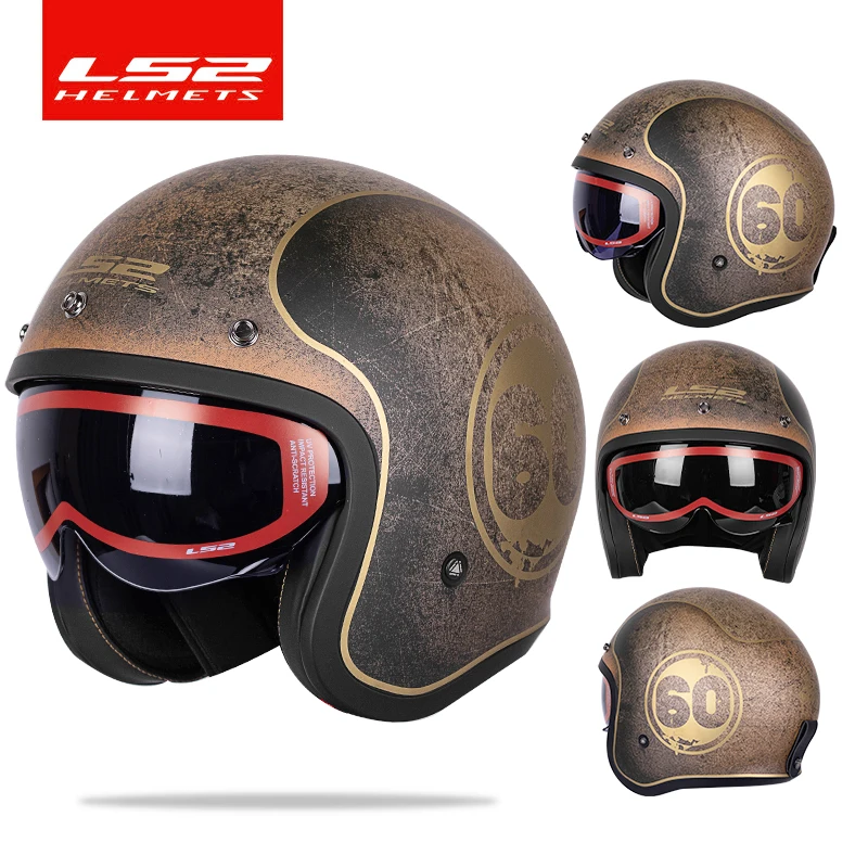 LS2 Classic Open Face 3/4 Moto Helmet Men Women Retro Motorcycle Helmet Original Cafe Racer Jet Helmet for Harley Accessories