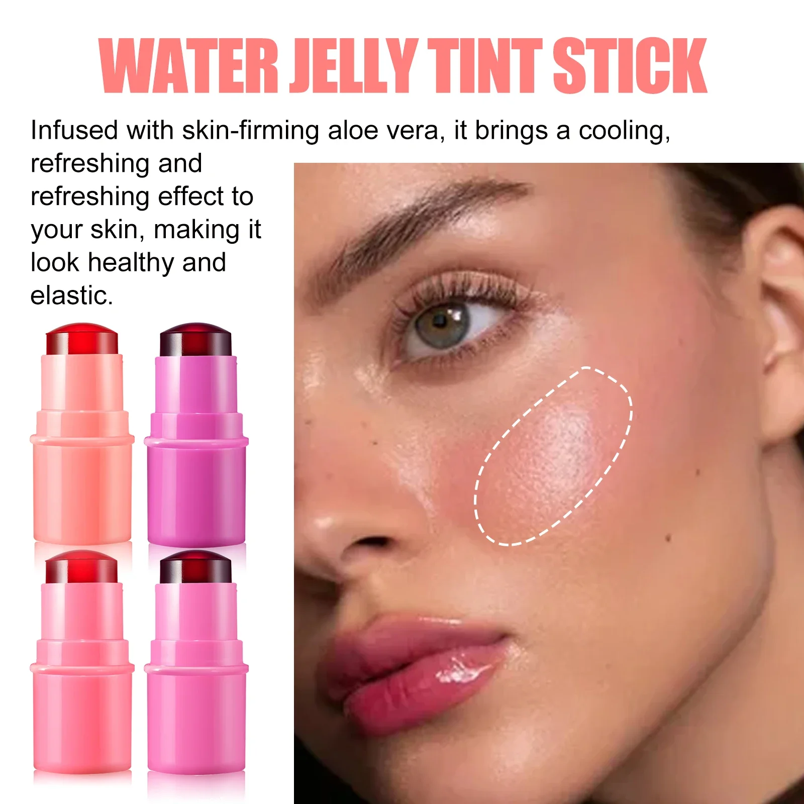 Berry Silky Matte Pearl Stick Blush Cream for Lips and Cheeks with Rotating Flat Tube Makeup Jelly Blush Lip Gloss Stick