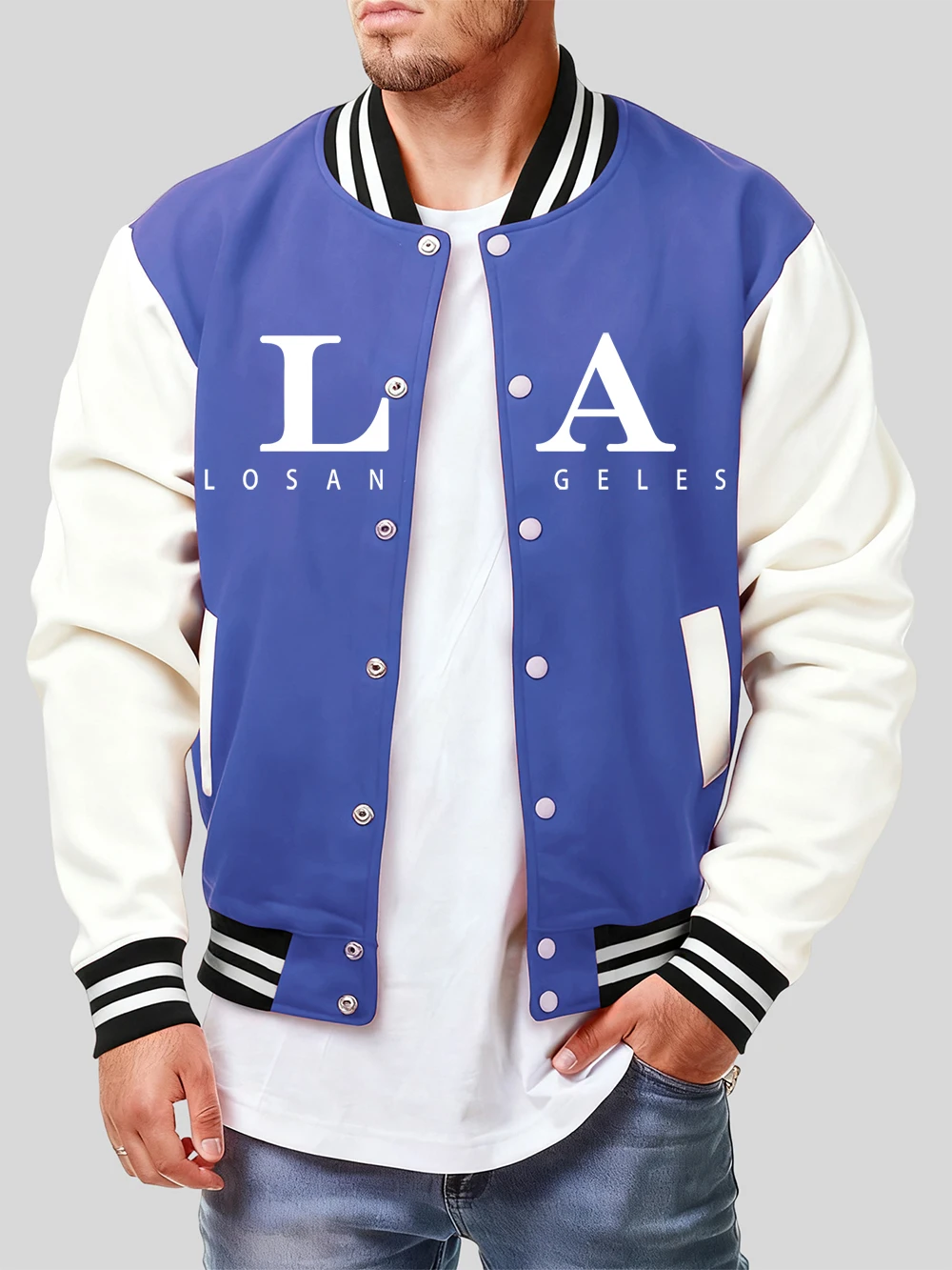 

Los Angeles Letter Prints Cotton Coats Men'S Winter Fleece Warm Baseball Jersey Casual Pocket Jackets Hip Hop Loose Male Clothes