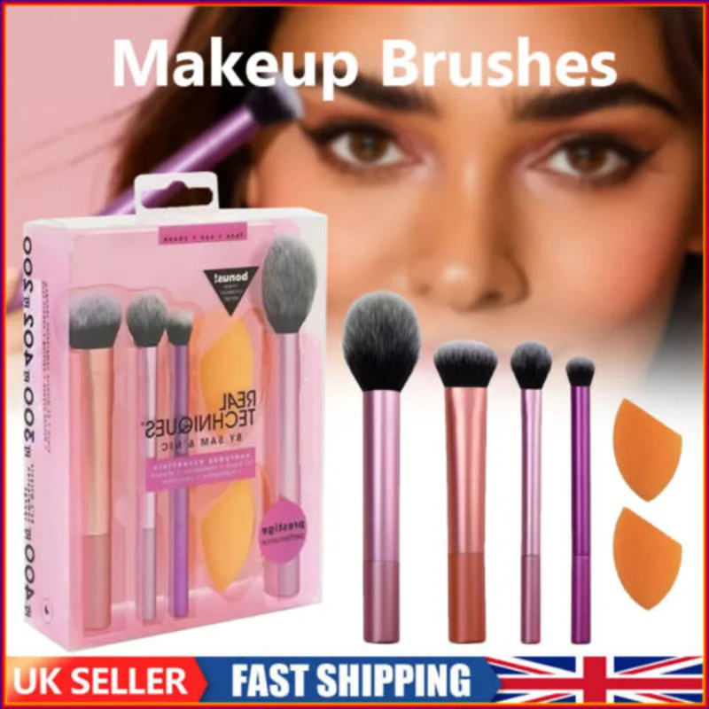 2024 Real Techniques Makeup Brushes Set Foundation Smooth Blender Sponges Puff