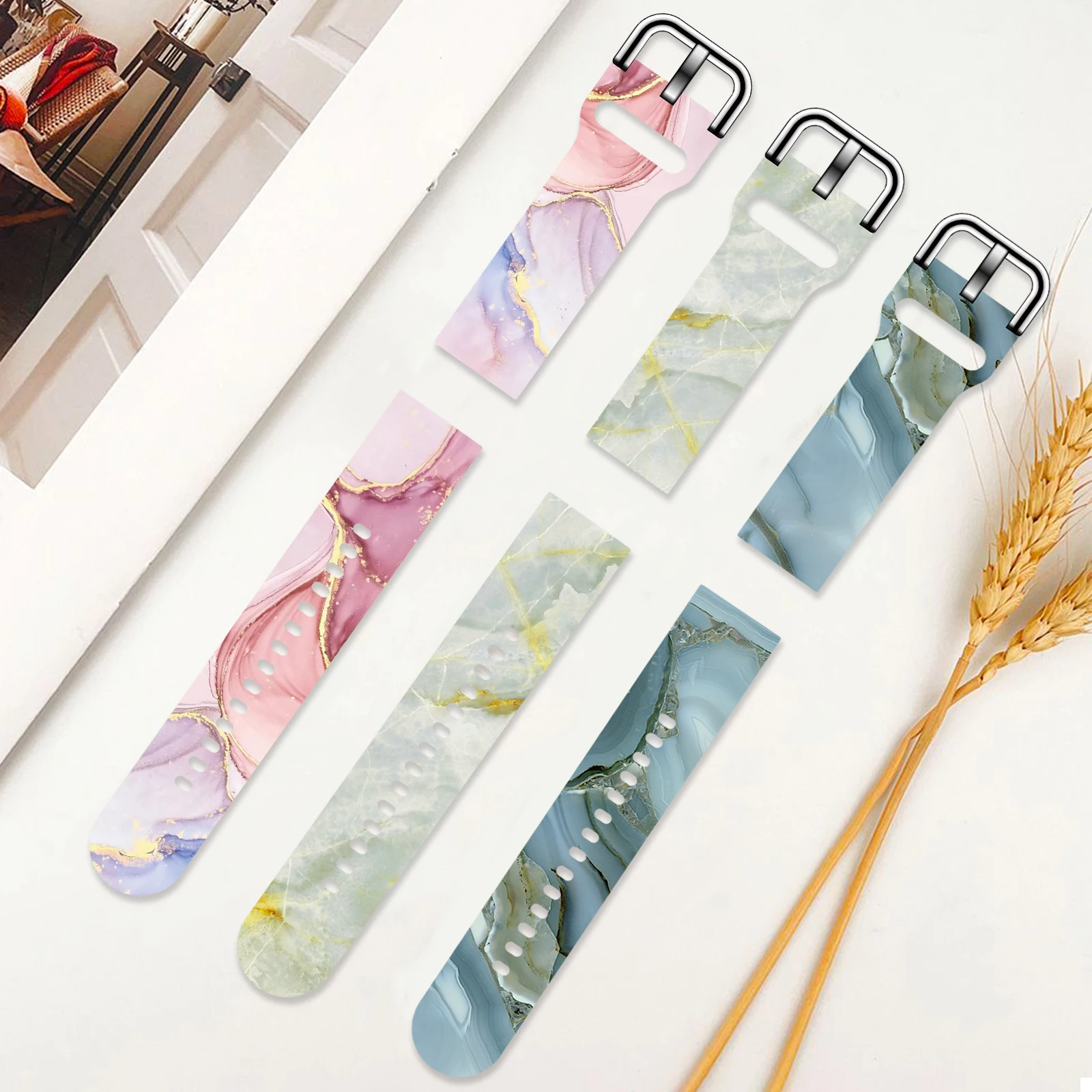 20mm 22mm Jade Abstraction Watch Strap for Samsung Galaxy 6/5 40mm 44mm Replaceable Bracelet for Amazfit Balance 5Pro Watchband