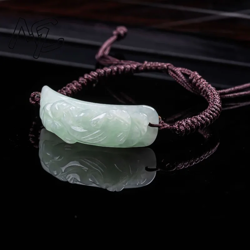 Burmese Jadeite Pixiu Bracelet Carved Hand Knitting Natural Jade Bracelet Bangle Accessories Fashion Vintage Real Jewelry Charm view 4