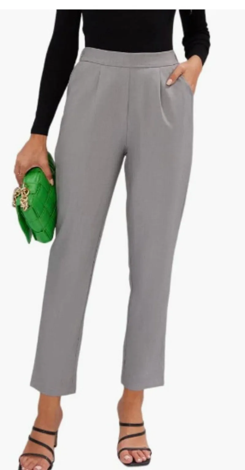 سراويل طويلة، سراويل نسائية فضفاضة غير رسمية عالية الخصر مستقيمة الساق