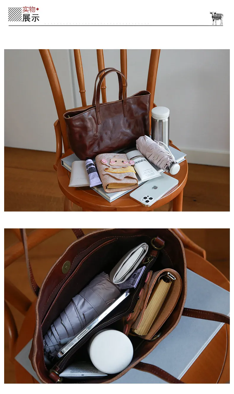 PNDME lässige, handgefertigte Vintage-Handtasche aus Rindsleder, erste Schicht, Damenhandtasche, schlicht, modisch, luxuriös, aus echtem Leder, Damen-Umhängetasche. – Detail 3