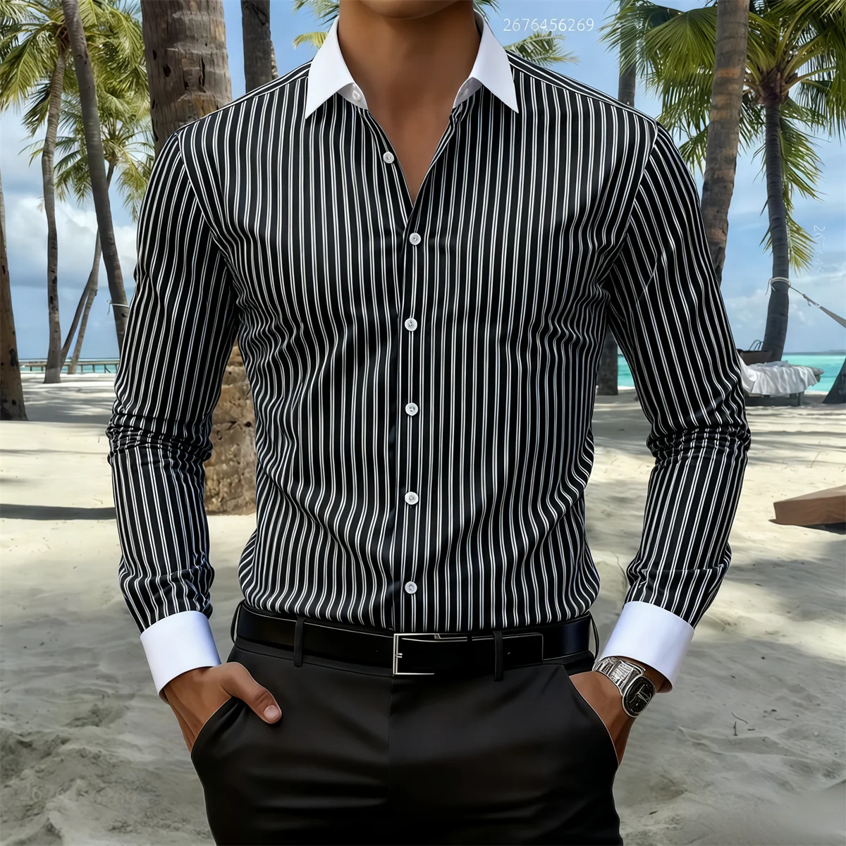 

15 colors free ironing men's business shirt button formal vertical stripes wedding outdoor long sleeve shirt fast delivery