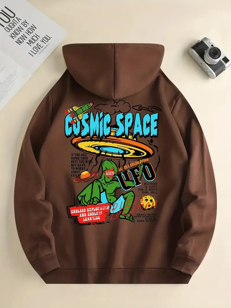 

Ufo Alien Letter Printed Hoodies Fashion Casual Street Women Sweatshirts Comfortable Pullover Crewneck Loose Female Tops Clothes