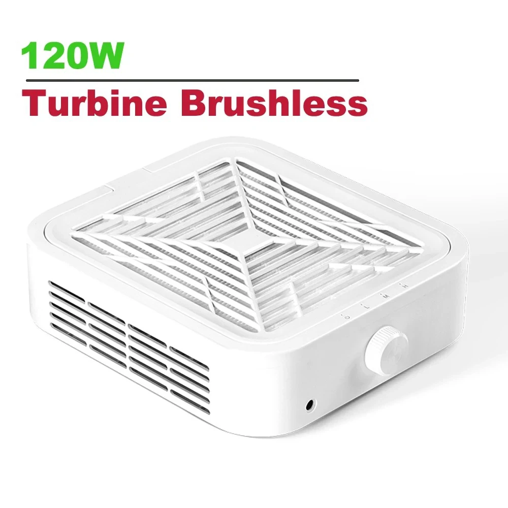 

Турбинный бесщеточный пылесос для ногтей с сильным всасыванием, 120 Вт, пылесос для маникюра со съемным фильтром, регулируемая скорость