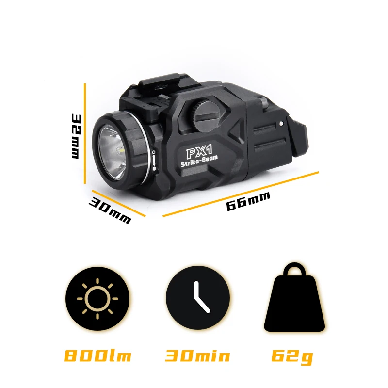 Latarka taktyczna WADSN Metal PX1, mocowana na szynę Picatinny 20mm, do Glock 17 G18 G19, lampa Scout, akcesoria do Airsoftu TTI