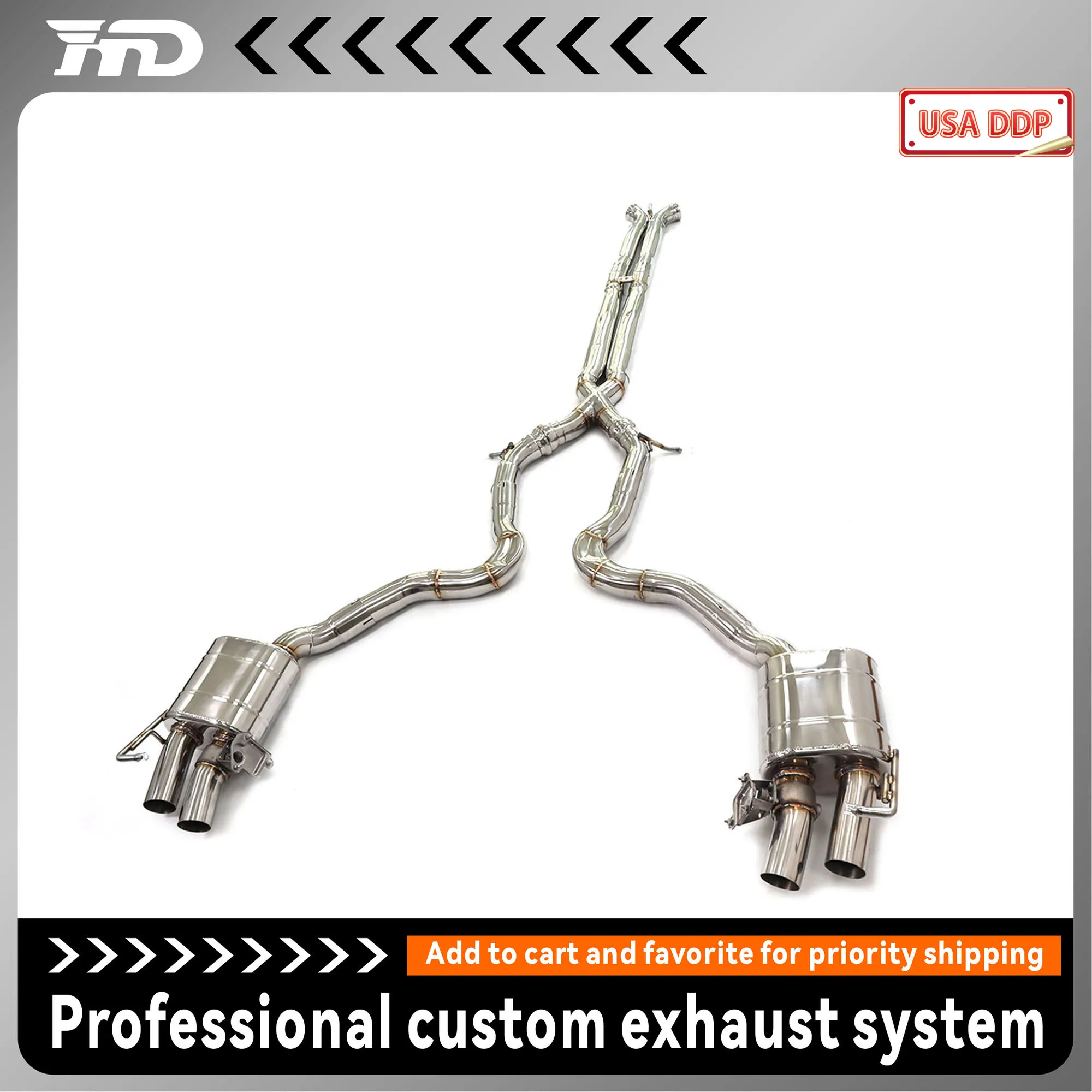

HMD SS304 Exhaust System Performance Catback for Bentley Continental GT W12 6.0T Muffler With Valve X Middle Pipe