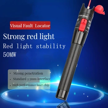 High quality 50MW FTTH Fiber Optic Tester Pen type Red Laser Optical Fiber Red Light 50km Visual Fault Locator Optical Cable Tester