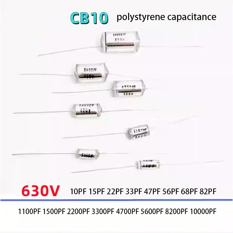 5PCS Polystyrene Capacitance CB10 630V 10PF 15PF 22PF 33PF 47PF 100PF 330PF 510PF 5600PF 10000PF