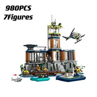 2025 City Series 60419 Sea Prison Island Police Blocks with Speedboat, MOC Toy Gift for Kids Boys Girls Age 6-12