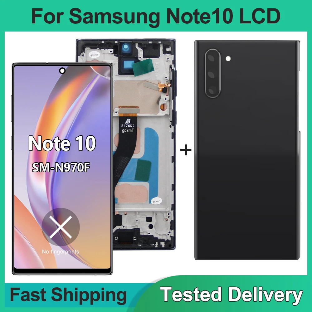 For Samsung Note 10 LCD Screen with Frame Display Digitizer Assembly Replacement Parts 100% Tested Note10 N970F N970F/DS
