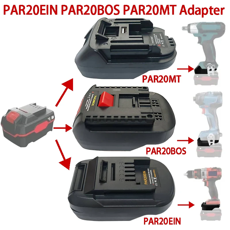 

Для аккумуляторов Parkside 20 В, конвертер для аккумуляторов Ein/Bosch/Makita 18/20 В, адаптер для электроинструментов PAR20EIN PAR20BOS PAR20MT