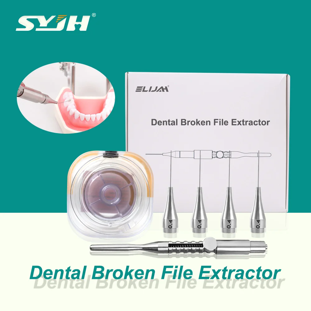 SYJH avec 4 têtes métalliques + 1 extracteur de fichiers dentaires cassés, extracteur de fichiers de Canal radiculaire pratique, outils d'instruments de dentiste