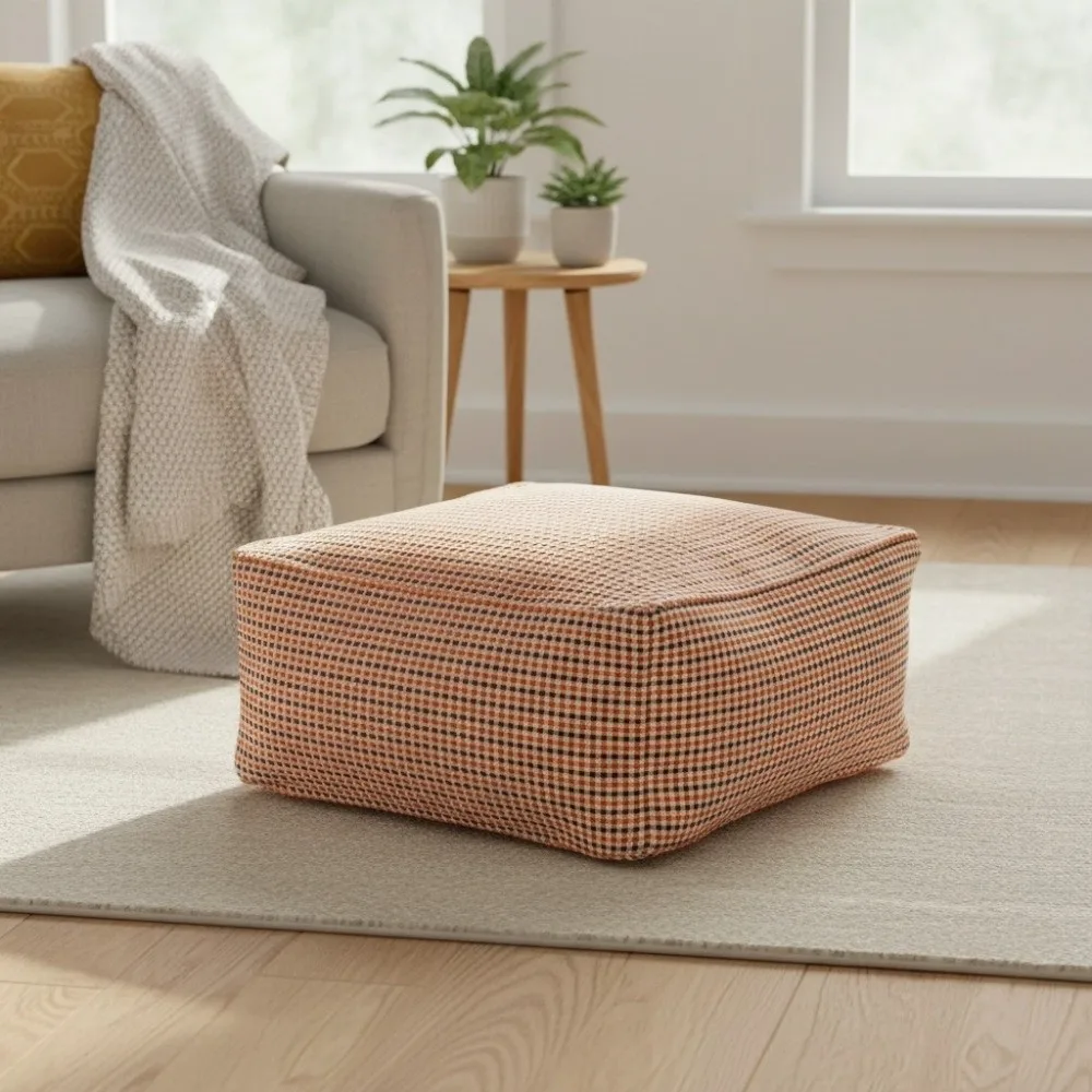 Large Capacity Square Pouf Cover Removable No Fillings Storage Leg Bench Non-Slip Nordic Style Shoe-changing Stool Entryway