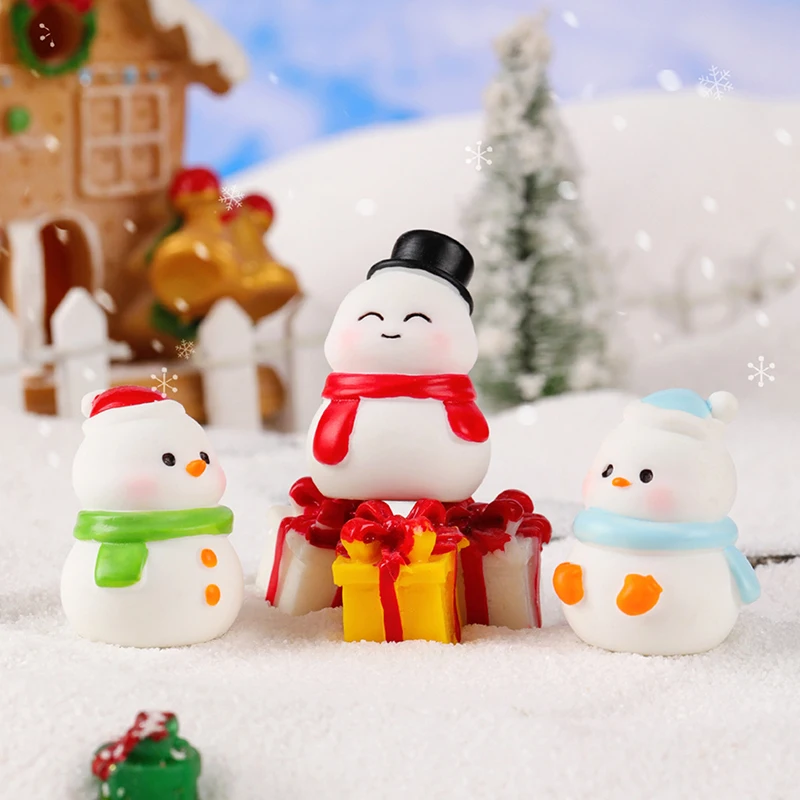 Minifiguras de resina de muñeco de nieve de Navidad, adornos de micropaisaje para casa de muñecas, decoraciones para el hogar, estatuilla de muñeco de nieve de jardín de hadas, 1 unidad