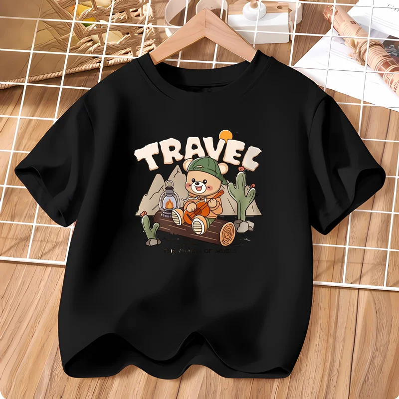 Kinder-Teddybär, süßes T-Shirt, kurzärmeliges Baumwollhemd für Babys, Jungen, Freizeitkleidung