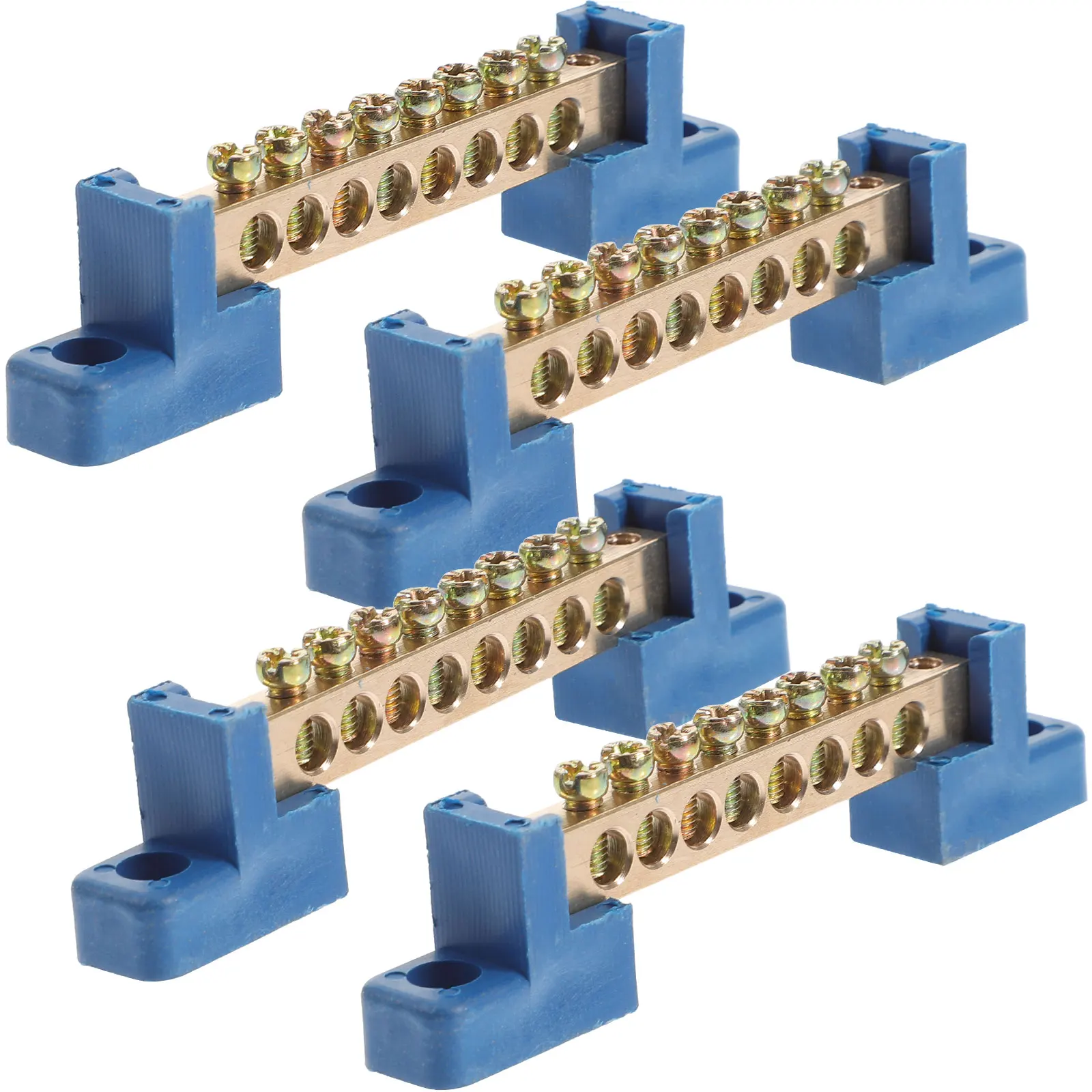 

4pcs Copper 8 Holes Blue Base Electrical Connector Electrical Bus Bar Car Distribution Terminal Bus Bar Boat Trailer