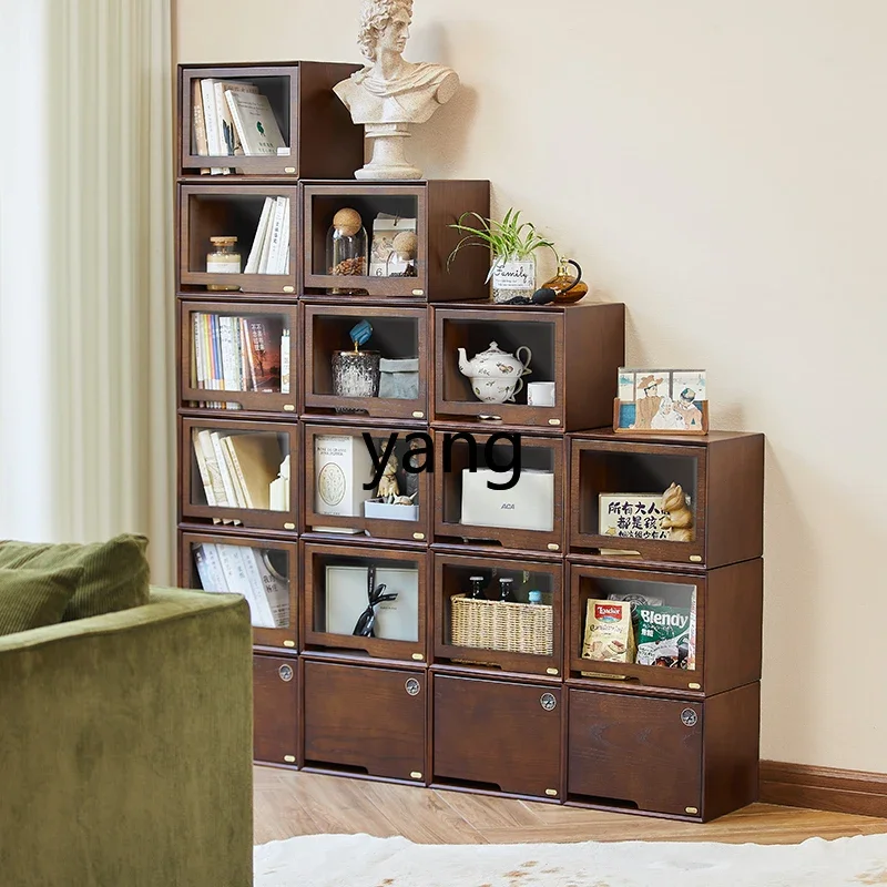 

LH solid wood floor-to-ceiling household rack, clamshell type dustproof transparent cabinet