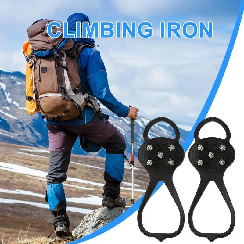 1 Pair 10-Tooth Anti-Skid Ice Gripper Spike Winter Climbing Strong Shoe Snow Grips Boot Snow Traction Non Slip Shoe Ice Grippers