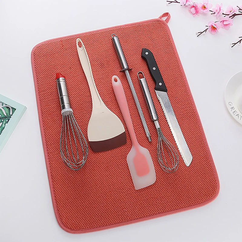 

Dish Drying Mat in The Cabinet Drying Mats Microfiber Absorbent Table Placemat Non Slip Heat Resistant Drain Drying Pad 30x40cm