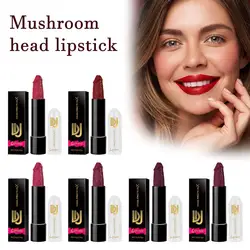 Creative Styling Mushroom Head Mouth Red Suit Gift 6 Color Lasting Matte Matte Cup Lipstick Women Gift Party Supplies Gift