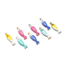 20pcs Stainless Steel Sequins Fish Charms Enamel Gold Pendant DIY Earrings Findings Jewelry Necklace Making Bracelet Accessories