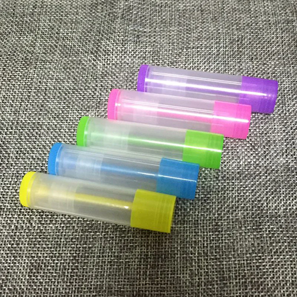 50pcs Lip Balm Empty Container Clear Stick Tube Plastic Lipstick Tube Mold Makeup Glue Stick Tube Mix Color Trip Bottle