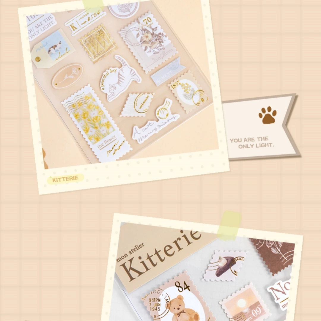 3 Pcs Random Gold Foil Stamp Travel Stickers Scrapbooking Diy Journal Cute Sticker Sheet Stationery Decor Aesthetic Gift